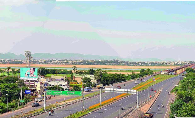 The widened road will help in smoother shifting of construction material to Amaravati. The widened road will help in smoother shifting of construction material to Amaravati.